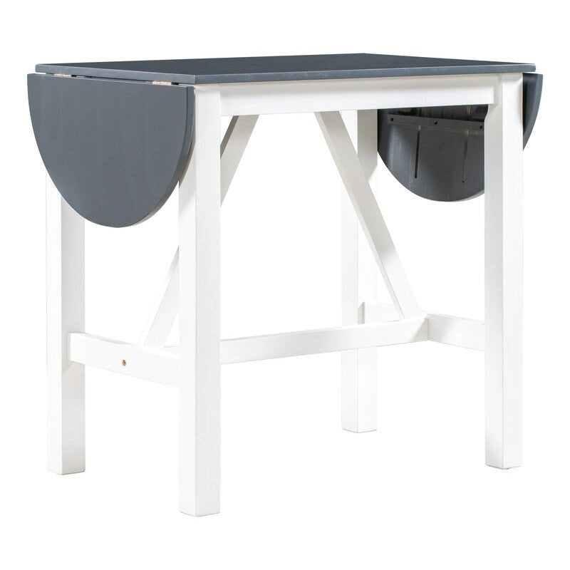 Ensemble de salle à manger 3 pièces en bois, hauteur comptoir, avec plateau rabattable et 2 chaises rembourrées pour petits espaces