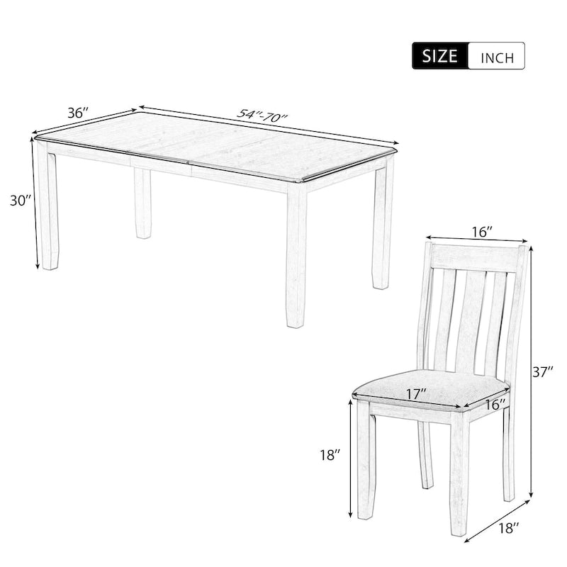 Ensemble de salle à manger 7 pièces avec table extensible et 6 chaises rembourrées
