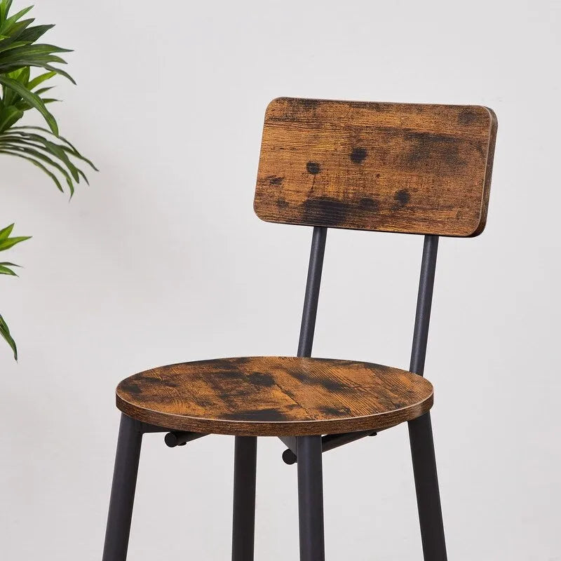 Ensemble de bar industriel 3 pièces avec 2 tabourets, petite table de bistrot ronde à hauteur de comptoir, ensemble de salle à manger pour cuisine, petits espaces