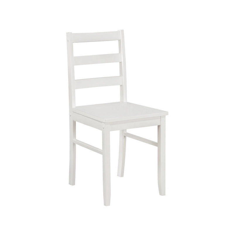 Ensemble table à manger et 4 chaises Lav 5 pièces, dossiers ajourés, bois massif blanc