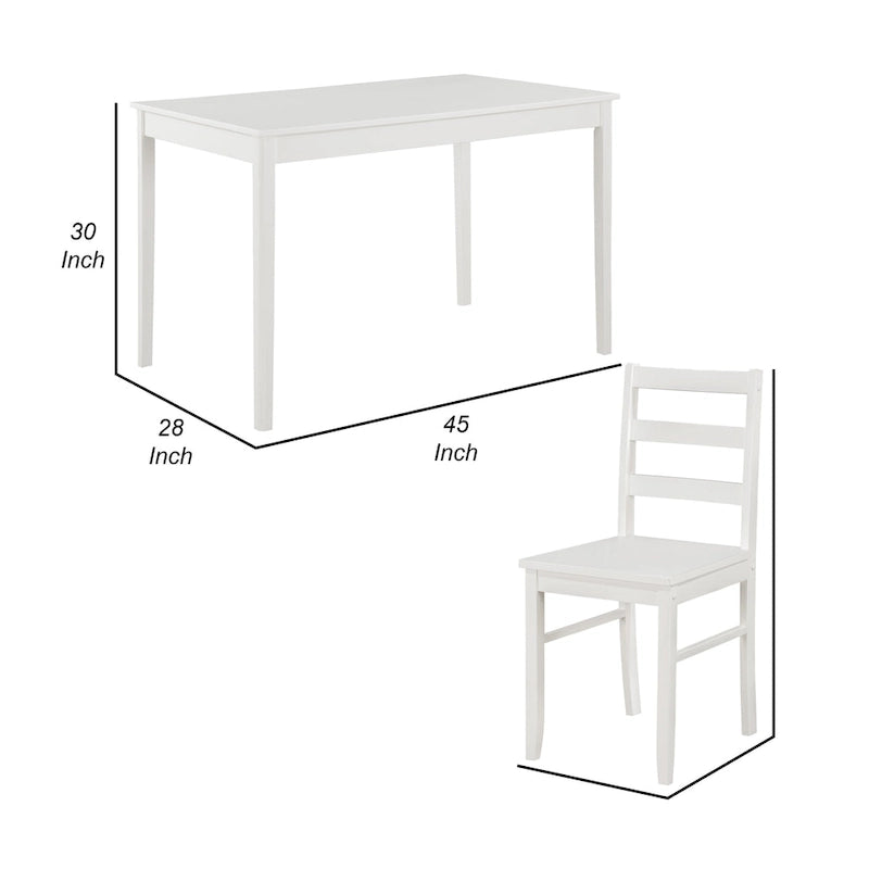 Ensemble table à manger et 4 chaises Lav 5 pièces, dossiers ajourés, bois massif blanc