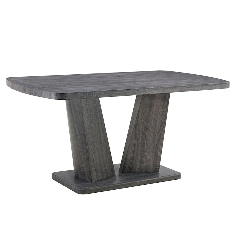 Table de salle à manger moderne Merax avec base en MDF en forme de V / Ensemble de 6 chaises de salle à manger capitonnées en lin