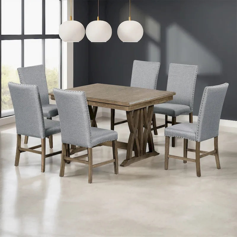 Ensemble de salle à manger extensible 7 pièces avec chaises et rallonge de 30 cm