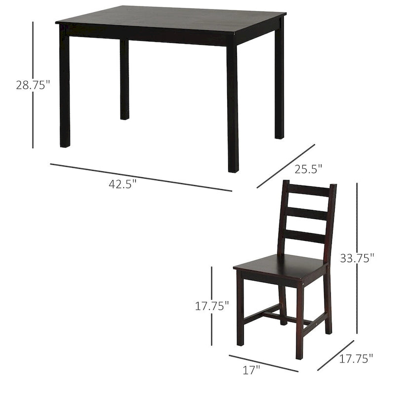 Ensemble de salle à manger 5 pièces en bois avec table et chaises de cuisine