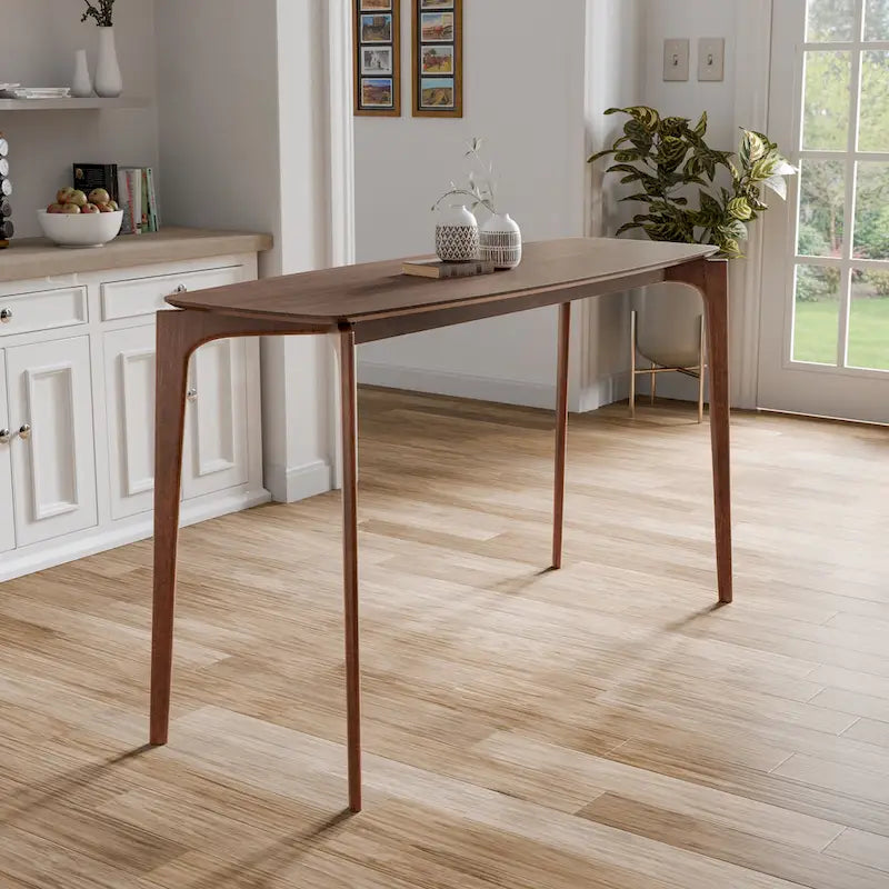 Ensemble de salle à manger Shaw mi-siècle 5 pièces en bois de noyer et à hauteur de comptoir avec 4 chaises de Furniture of America