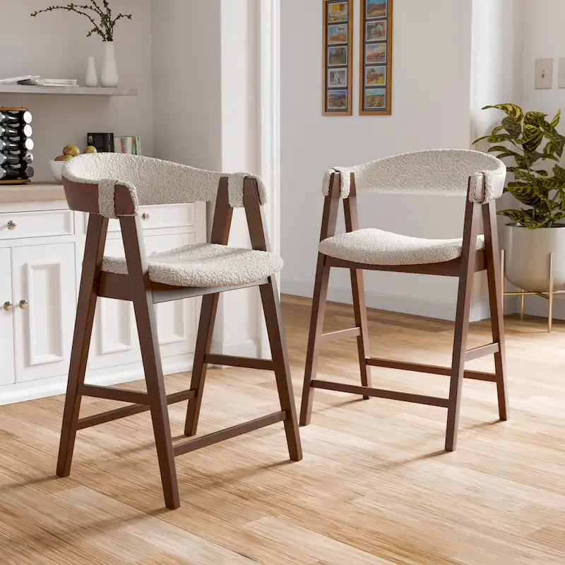 Ensemble de salle à manger Shaw mi-siècle 5 pièces en bois de noyer et à hauteur de comptoir avec 4 chaises de Furniture of America