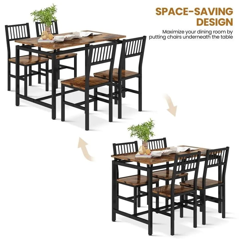 Ensemble table et 4 chaises de salle à manger, ensemble table et chaises de salle à manger industriel moderne, dinette, ensemble de salle à manger compact pour petits espaces, pub