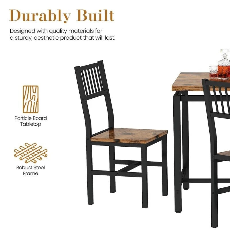 Ensemble table et 4 chaises de salle à manger, ensemble table et chaises de salle à manger industriel moderne, dinette, ensemble de salle à manger compact pour petits espaces, pub