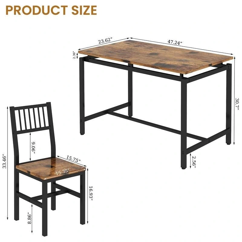 Ensemble table et 4 chaises de salle à manger, ensemble table et chaises de salle à manger industriel moderne, dinette, ensemble de salle à manger compact pour petits espaces, pub