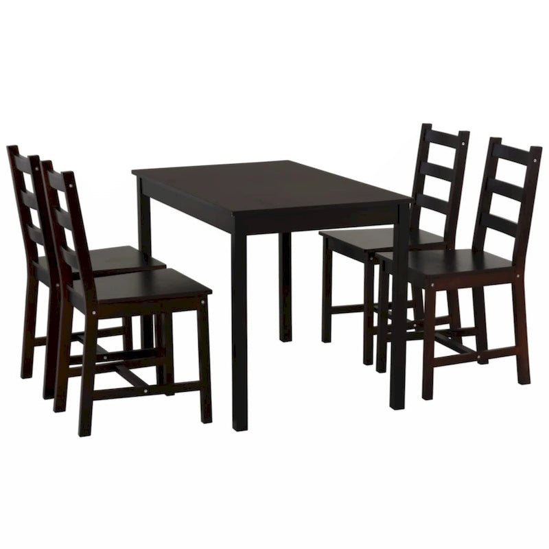 Ensemble table et 4 chaises de salle à manger, table de cuisine en bois et chaises pour coin repas, petit-déjeuner, marron châtaigne