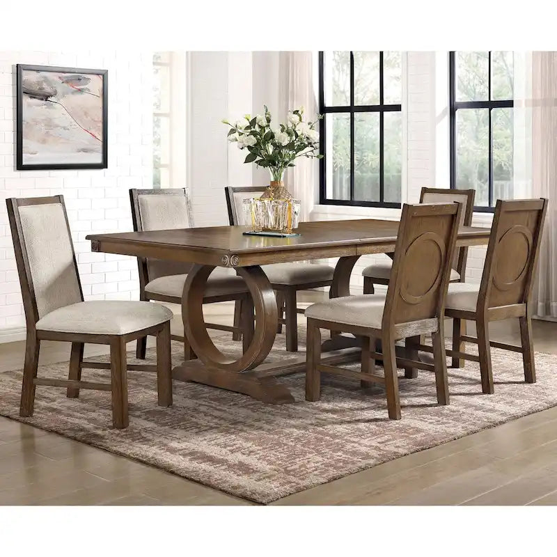 Meuble de salle à manger extensible 7 pièces Agio de Furniture of America, brun, style transitionnel