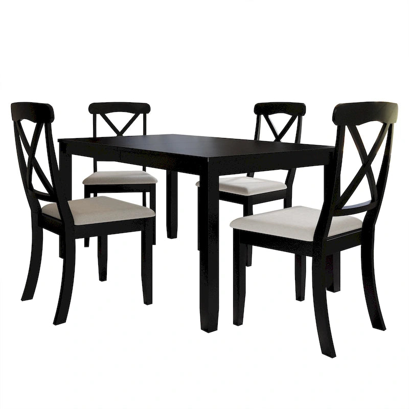 Ensemble de salle à manger en bois de 5 pièces de style campagnard CraftPorch