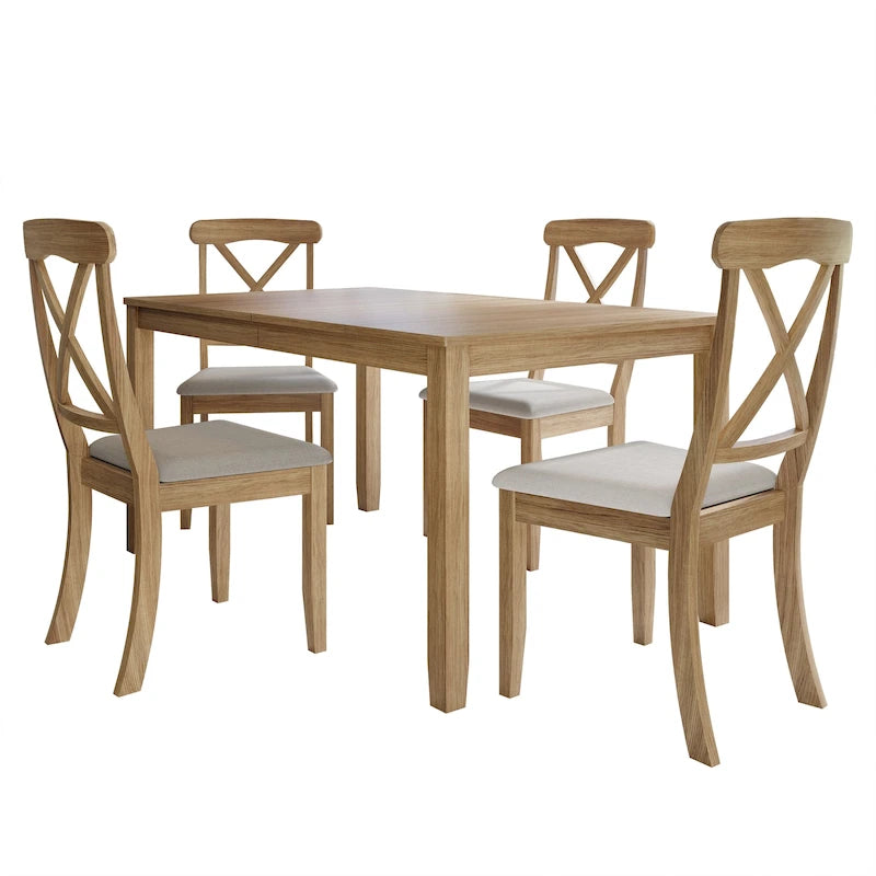 Ensemble de salle à manger en bois de 5 pièces de style campagnard CraftPorch