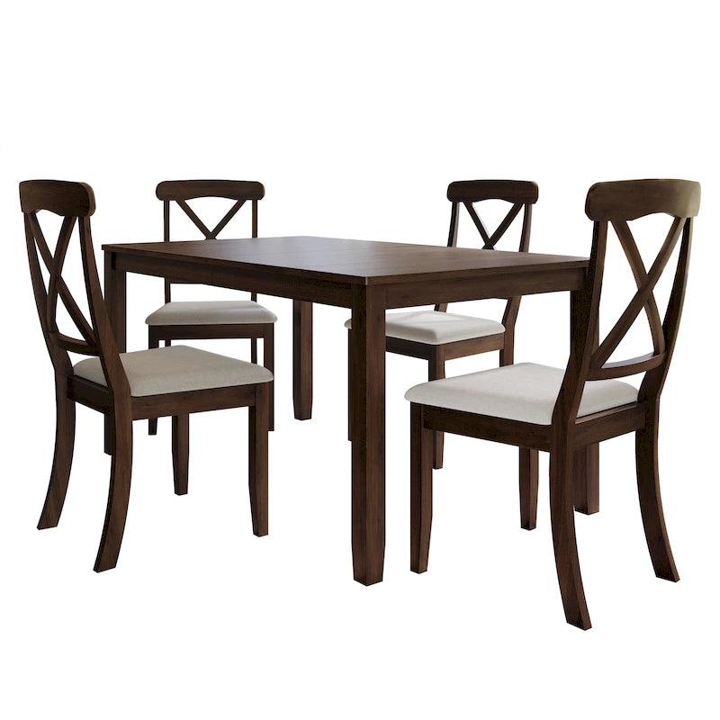 Ensemble de salle à manger en bois de 5 pièces de style campagnard CraftPorch