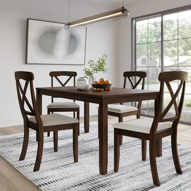 Ensemble de salle à manger en bois de 5 pièces de style campagnard CraftPorch
