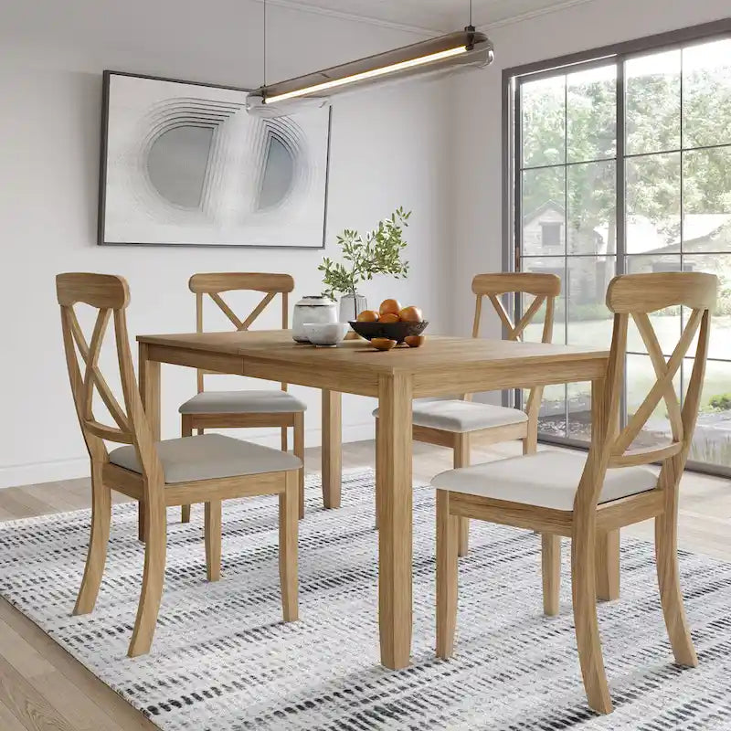Ensemble de salle à manger en bois de 5 pièces de style campagnard CraftPorch
