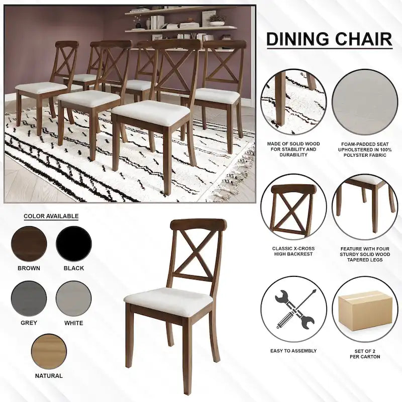 Ensemble de salle à manger en bois de 5 pièces de style campagnard CraftPorch