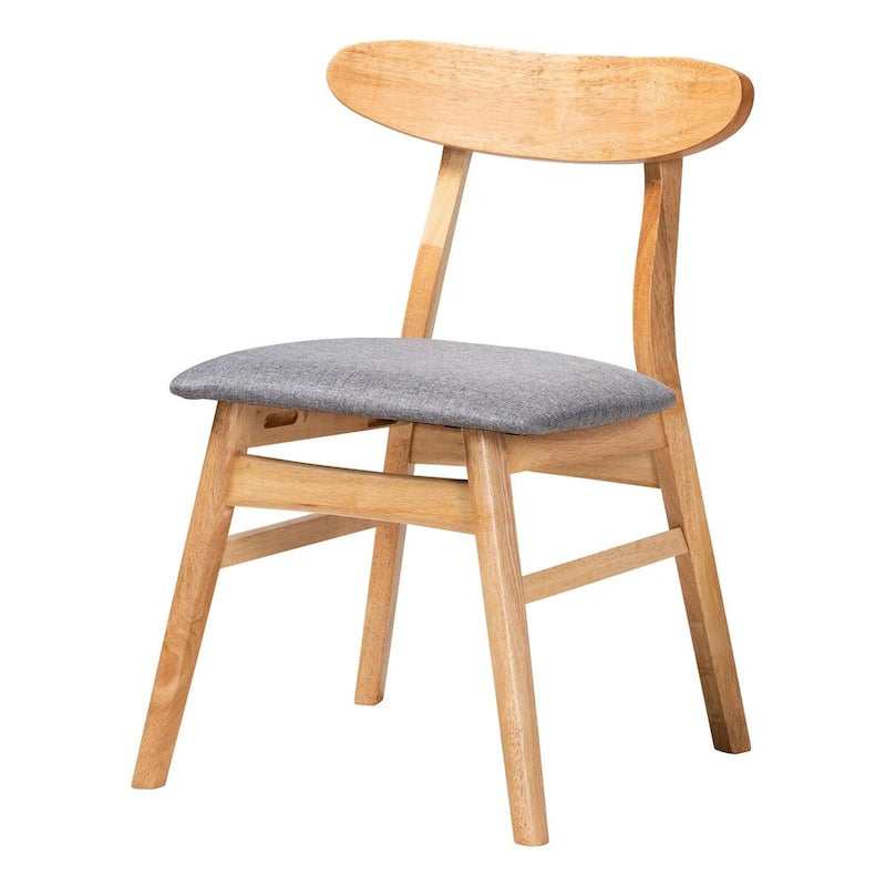 Ensemble de salle à manger 5 pièces Norwin avec tissu gris du milieu du siècle et bois finition brun naturel