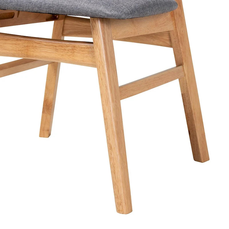 Ensemble de salle à manger 5 pièces Norwin avec tissu gris du milieu du siècle et bois finition brun naturel