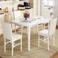 Ensemble de salle à manger 5 pièces Grondin Modern Style avec table en verre trempé et 4 chaises de salle à manger en cuir PU à surpiqûres losanges