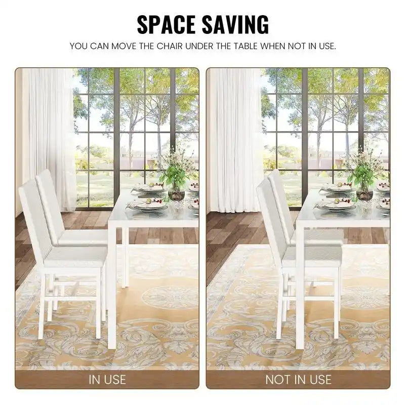 Ensemble de salle à manger 5 pièces Grondin Modern Style avec table en verre trempé et 4 chaises de salle à manger en cuir PU à surpiqûres losanges