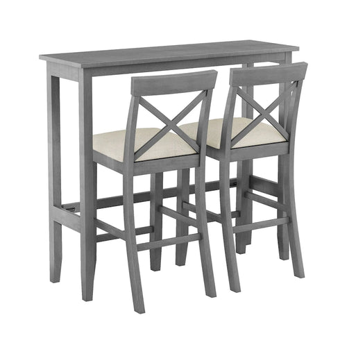 Ensemble de 3 pièces de salle à manger rectangulaire en bois pour bar