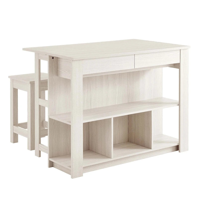 Ensemble îlot de cuisine et tabourets 3 pièces Meadowbrook