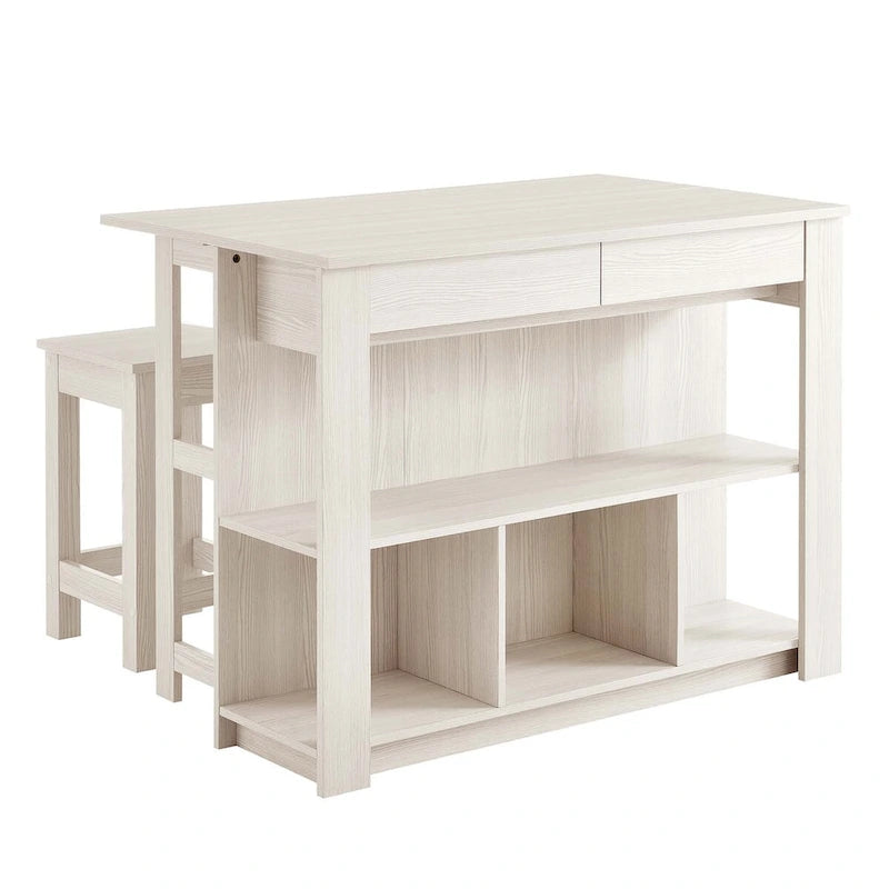 Ensemble îlot de cuisine et tabourets 3 pièces Meadowbrook