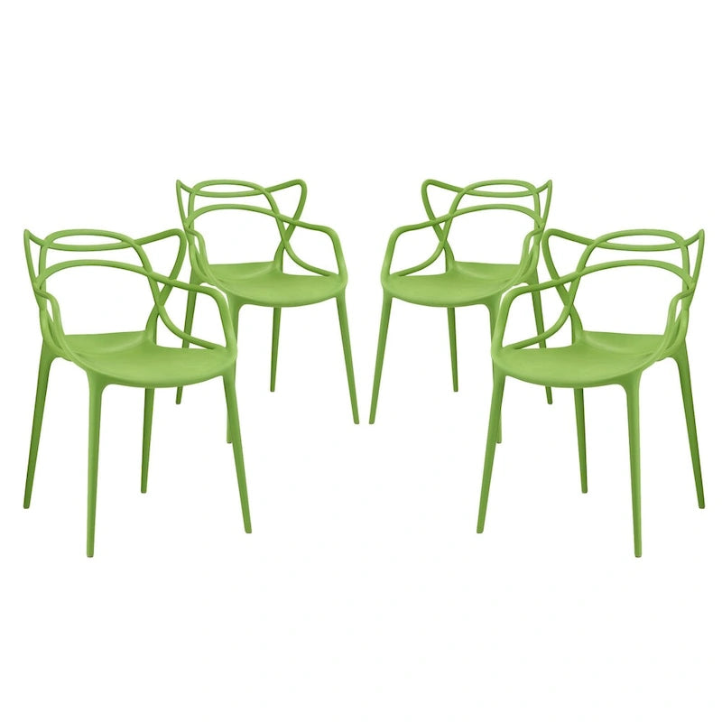Ensemble de 4 chaises en plastique intriqué