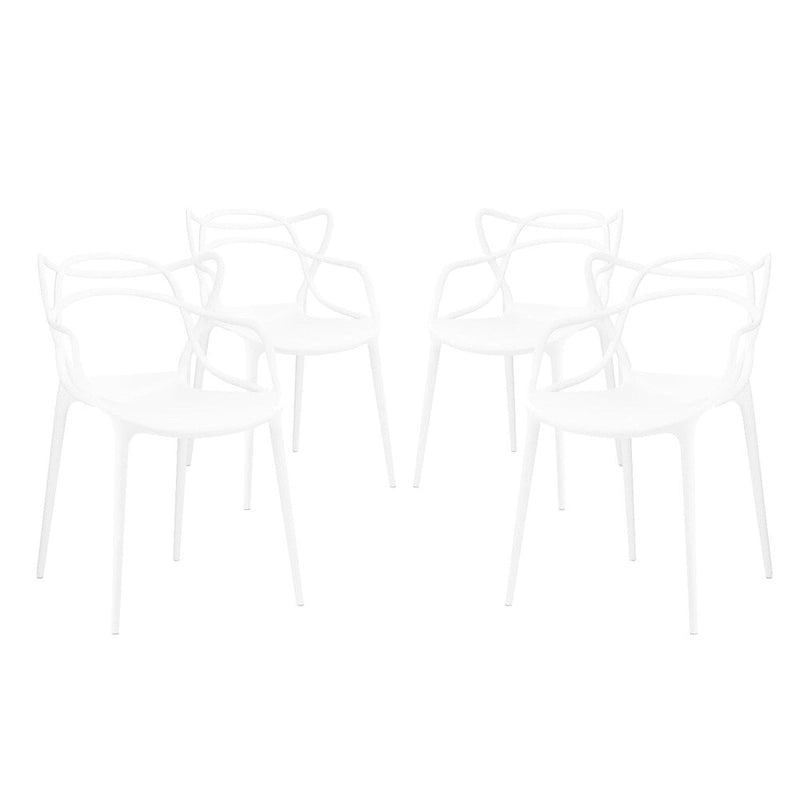 Ensemble de 4 chaises en plastique intriqué