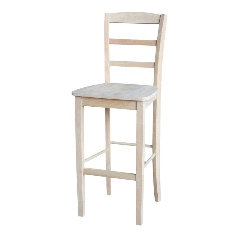 Table de bar pied central ronde 76 cm avec 2 tabourets Madrid - Non fini - Ensemble 3 pièces