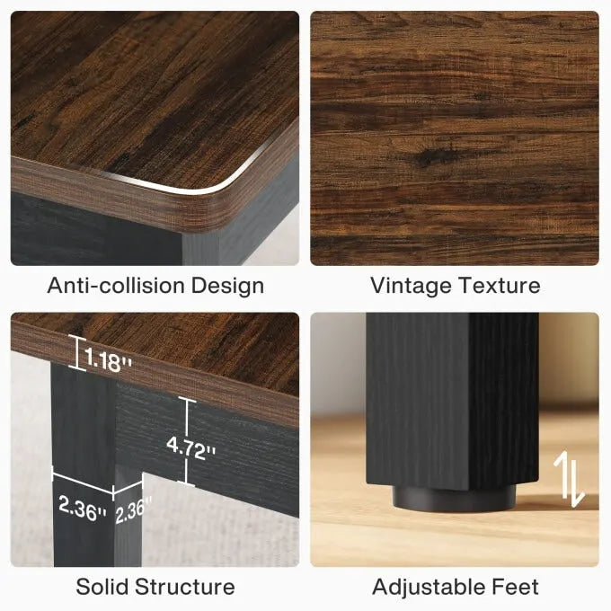 Ensemble de table à manger 55 pouces pour 4-6 personnes, table de cuisine en bois avec 2 bancs