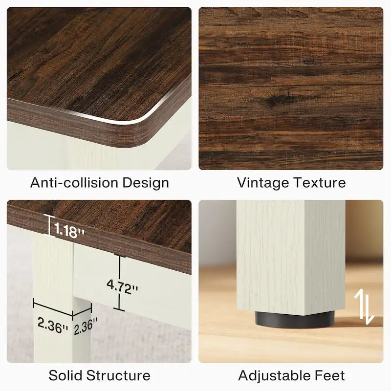 Ensemble de table à manger 55 pouces pour 4-6 personnes, table de cuisine en bois avec 2 bancs