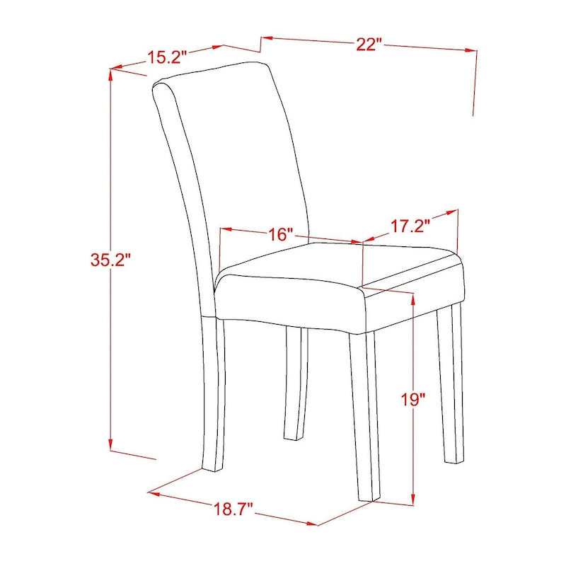 East West Furniture Ensemble de salle à manger 5 pièces - Une table à manger ronde et 4 chaises de salle à manger Parson, (option de finition et de revêtement)
