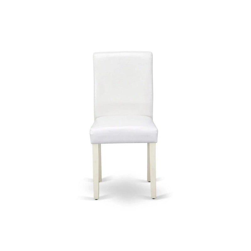East West Furniture Ensemble de salle à manger 5 pièces - Une table à manger ronde et 4 chaises de salle à manger Parson, (option de finition et de revêtement)