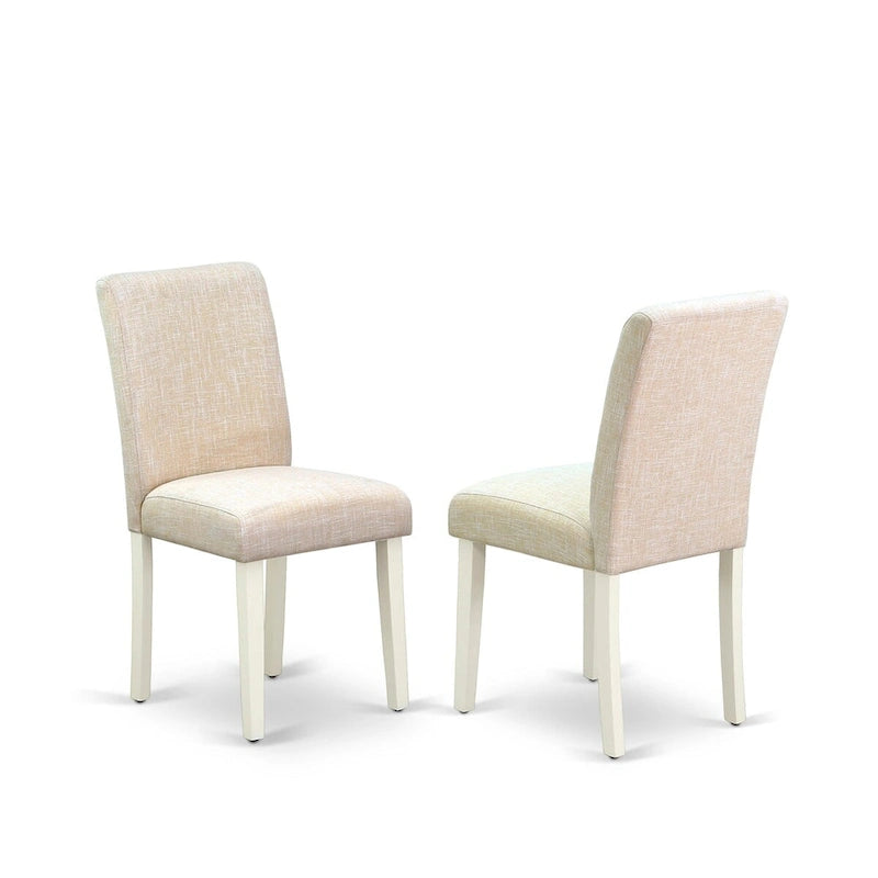 East West Furniture Ensemble de salle à manger 5 pièces - Une table à manger ronde et 4 chaises de salle à manger Parson, (option de finition et de revêtement)