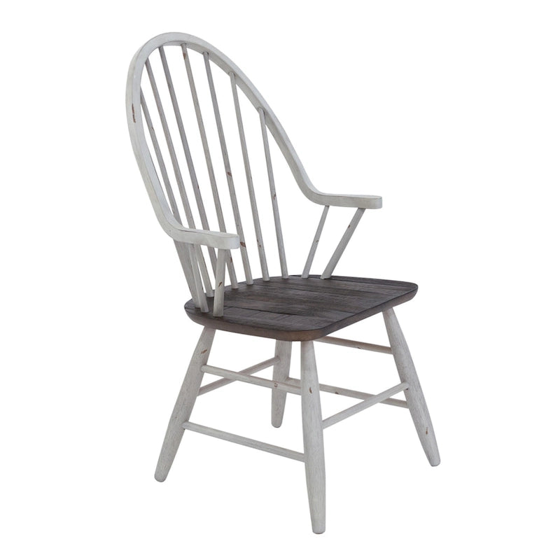 Ensemble de salle à manger 7 pièces avec table tréteau bicolore bois et blanc au style rustique