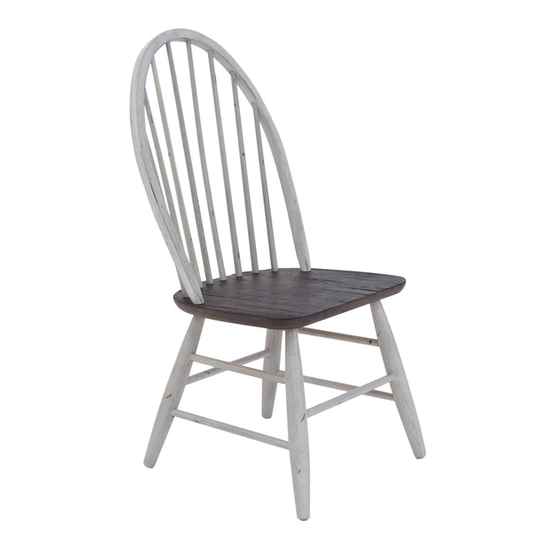 Ensemble de salle à manger 7 pièces avec table tréteau bicolore bois et blanc au style rustique
