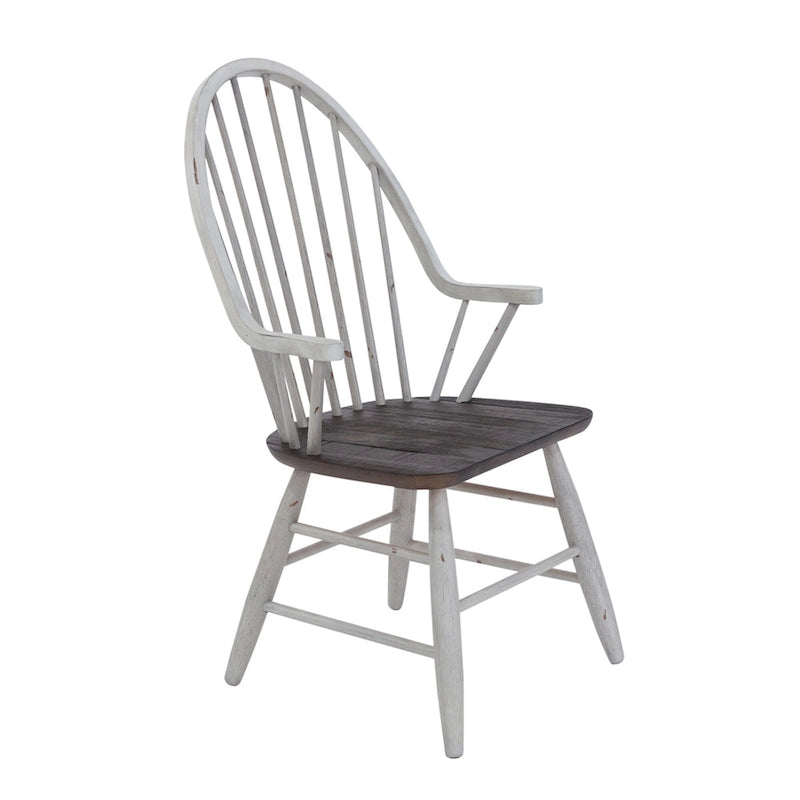 Ensemble de salle à manger 7 pièces avec table tréteau bicolore bois et blanc au style rustique