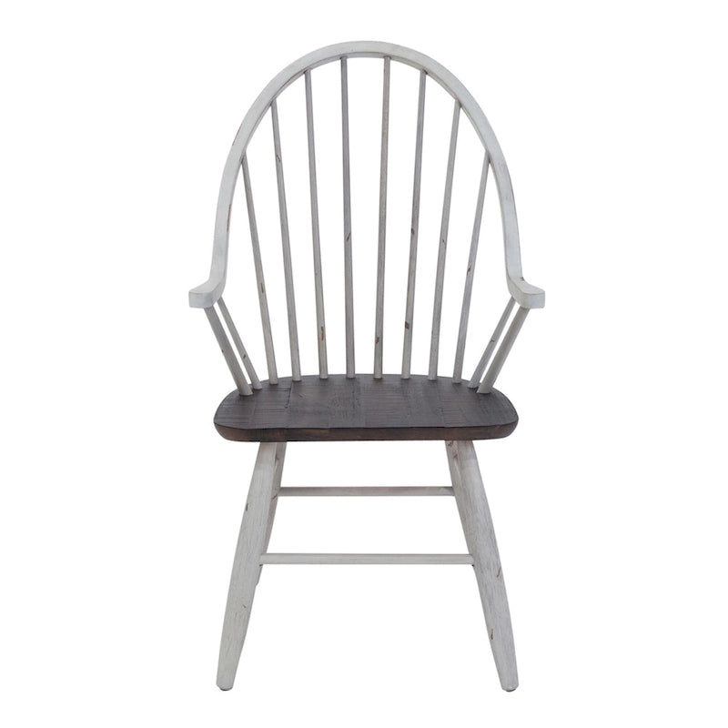 Ensemble de salle à manger 7 pièces avec table tréteau bicolore bois et blanc au style rustique