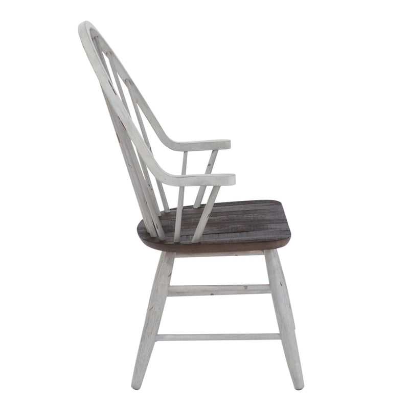 Ensemble de salle à manger 7 pièces avec table tréteau bicolore bois et blanc au style rustique