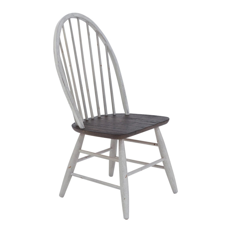 Ensemble de salle à manger 7 pièces avec table tréteau bicolore bois et blanc au style rustique