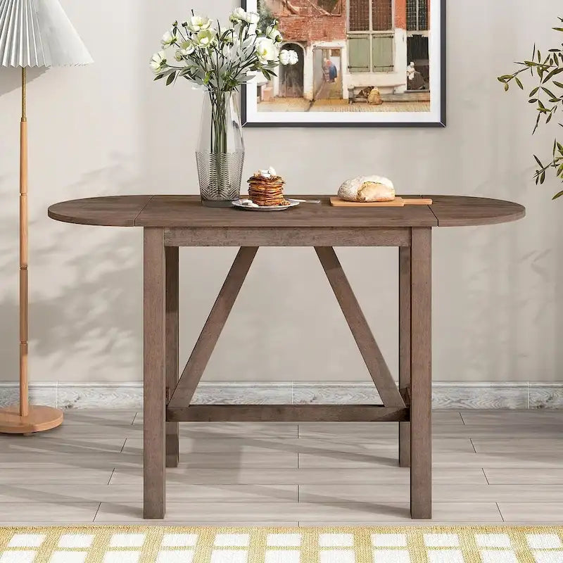 Ensemble de salle à manger 3 pièces en bois, hauteur comptoir, avec rallonge et 2 chaises de salle à manger rembourrées