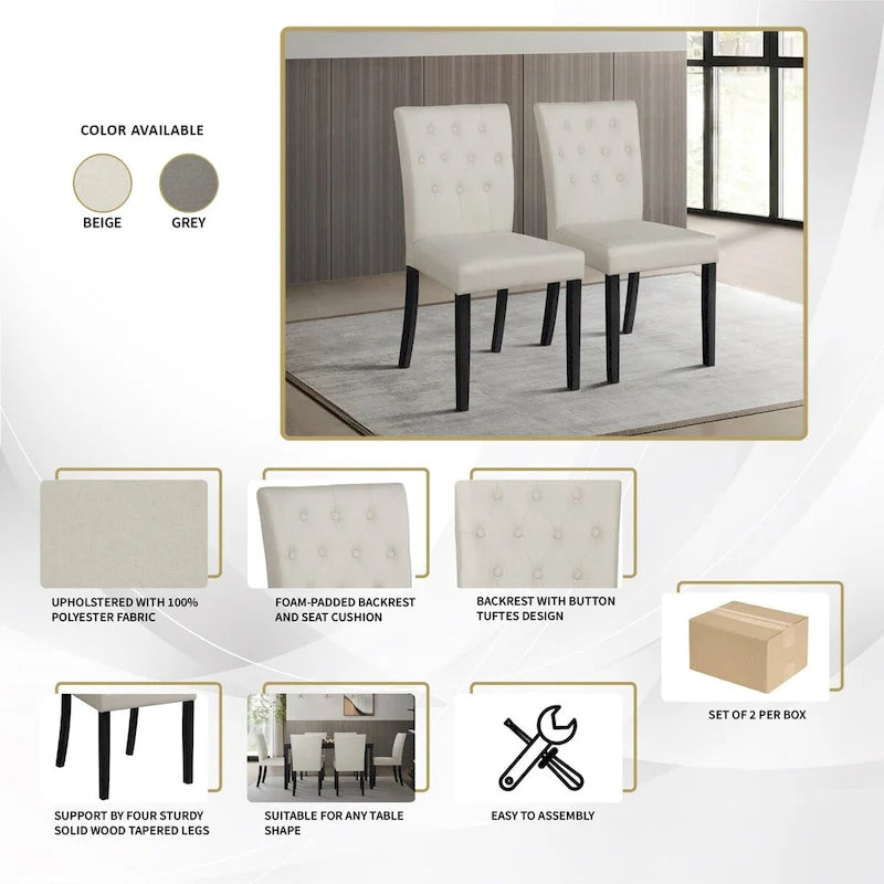 CraftPorch Glam, chaise de salle à manger en bois, 7 pièces