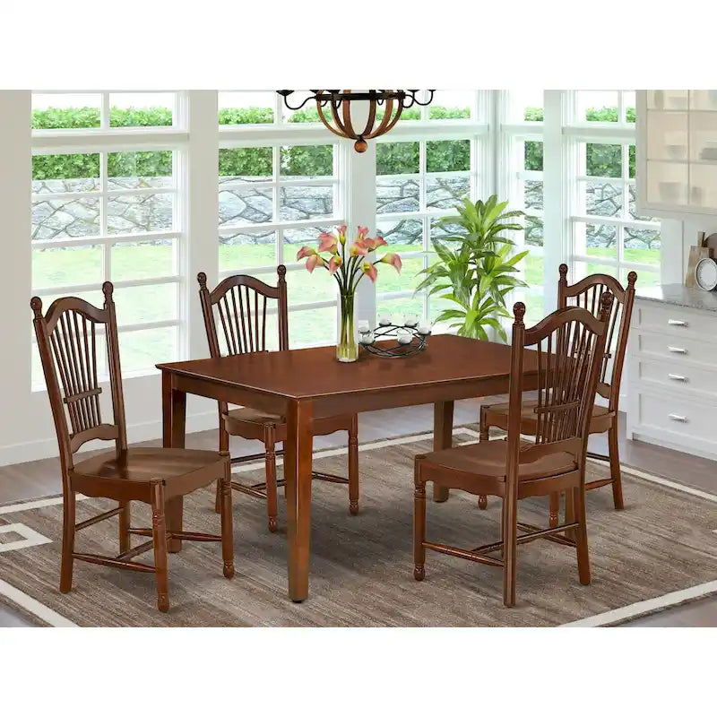 East West Furniture Ensemble de salle à manger - une table de cuisine rectangulaire et des chaises de dînette - Acajou (Options de pièces)