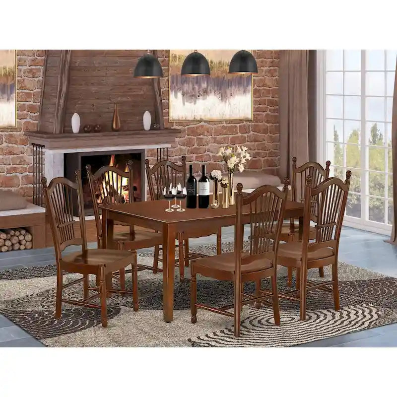 East West Furniture Ensemble de salle à manger - une table de cuisine rectangulaire et des chaises de dînette - Acajou (Options de pièces)