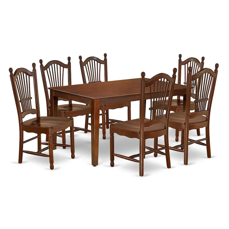 East West Furniture Ensemble de salle à manger - une table de cuisine rectangulaire et des chaises de dînette - Acajou (Options de pièces)