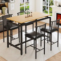 Ensemble de salle à manger 5 pièces, ensemble table de bar, tabourets en PU avec dossier