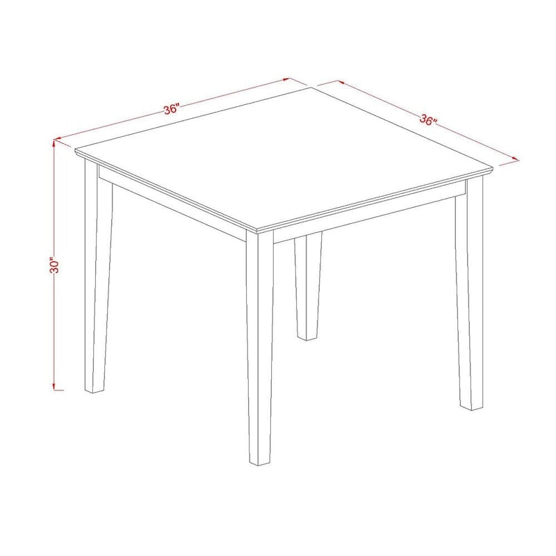 Ensemble de Salle à Manger East West Furniture comprenant une Table Carrée et des Chaises Rembourrées, Acajou (Options de Pièces)