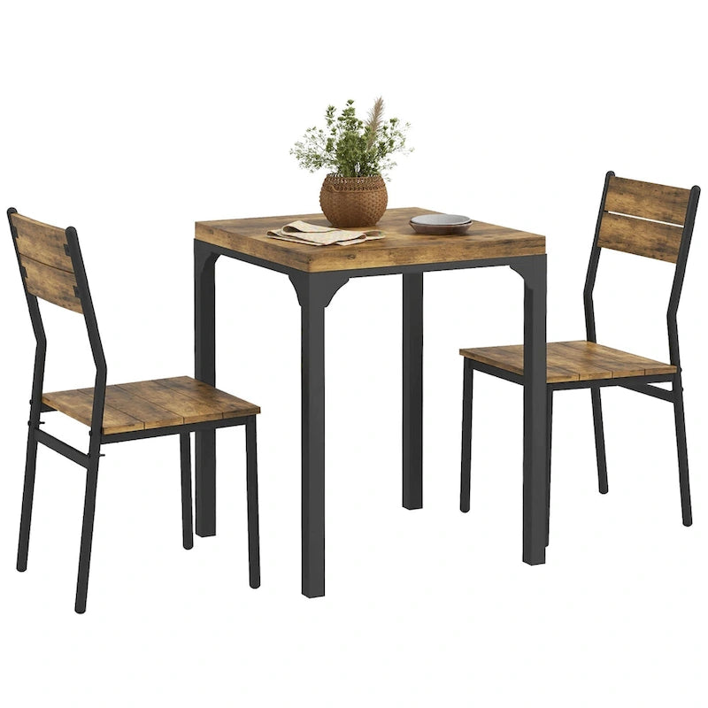 HOMCOM Ensemble table de salle à manger 3 pièces pour 2 personnes, table et chaises de cuisine modernes, ensemble de salle à manger pour coin-déjeuner, petits espaces
